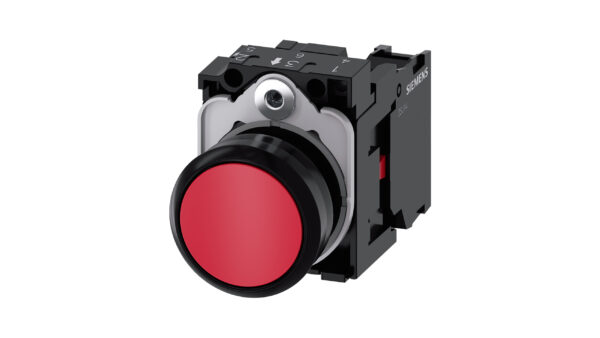 Кнопка, 22 мм, круглая, красная, с держателем и контактами 1NC Siemens 3SU1100-0AB20-1CA0