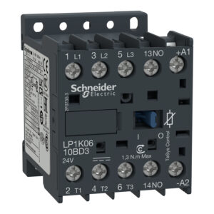 Контактор K 3P, 12А,НО,24В DС,ограничитель переменный, винтовой зажим Schneider Electric LP1K1210BD3